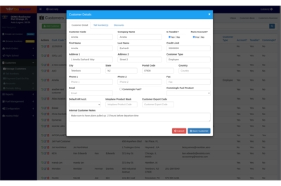 Screen Capture of the Add and Edit Customers page in FBO Director