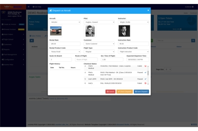 Dispatch an Flight School Flight Screen Capture from the FBO Director Software